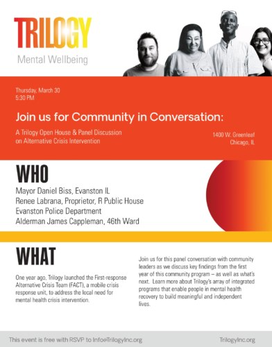 Join us for Community in Conversation: A Trilogy Open House & Panel Discussion on Alternative Crisis Intervention